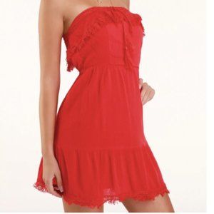 Lulu's Oceanview Red Crochet Strapless Mini Dress